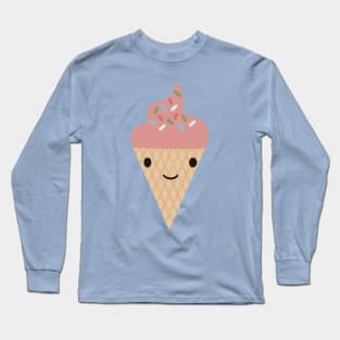 Cute Kawaii Strawberry Ice Cream Cone Long Sleeve T-Shirt